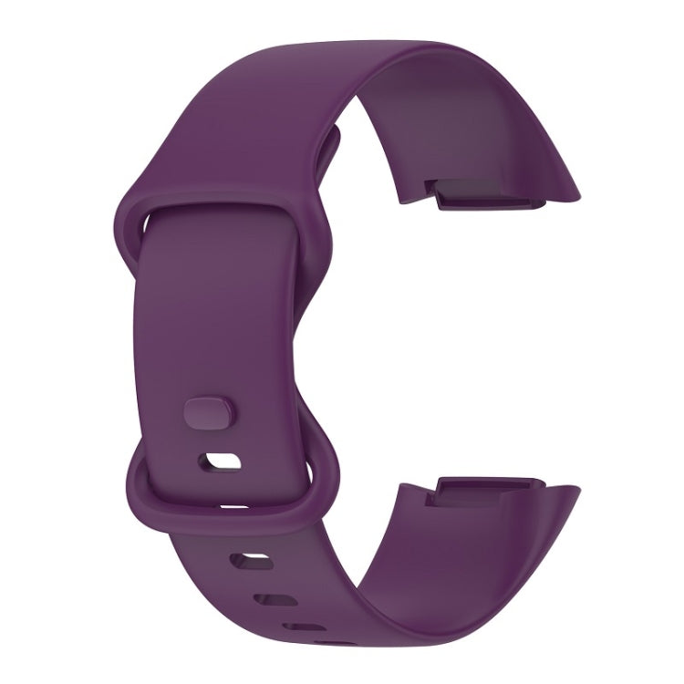 For Fitbit Charge 6 Solid Color Butterfly Buckle Silicone Watch Band, Size:S Size(Dark Purple) - Watch Bands by PMC Jewellery | Online Shopping South Africa | PMC Jewellery | Buy Now Pay Later Mobicred