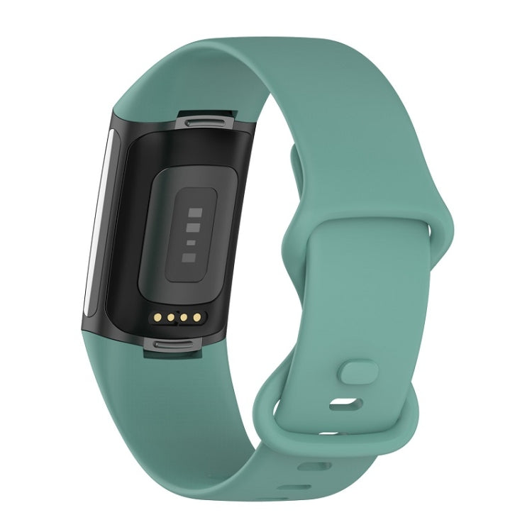 For Fitbit Charge 6 Solid Color Butterfly Buckle Silicone Watch Band, Size:S Size(Pine Green) - Watch Bands by PMC Jewellery | Online Shopping South Africa | PMC Jewellery | Buy Now Pay Later Mobicred