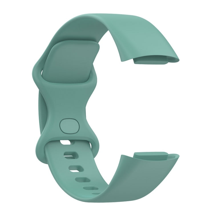 For Fitbit Charge 6 Solid Color Butterfly Buckle Silicone Watch Band, Size:S Size(Pine Green) - Watch Bands by PMC Jewellery | Online Shopping South Africa | PMC Jewellery | Buy Now Pay Later Mobicred