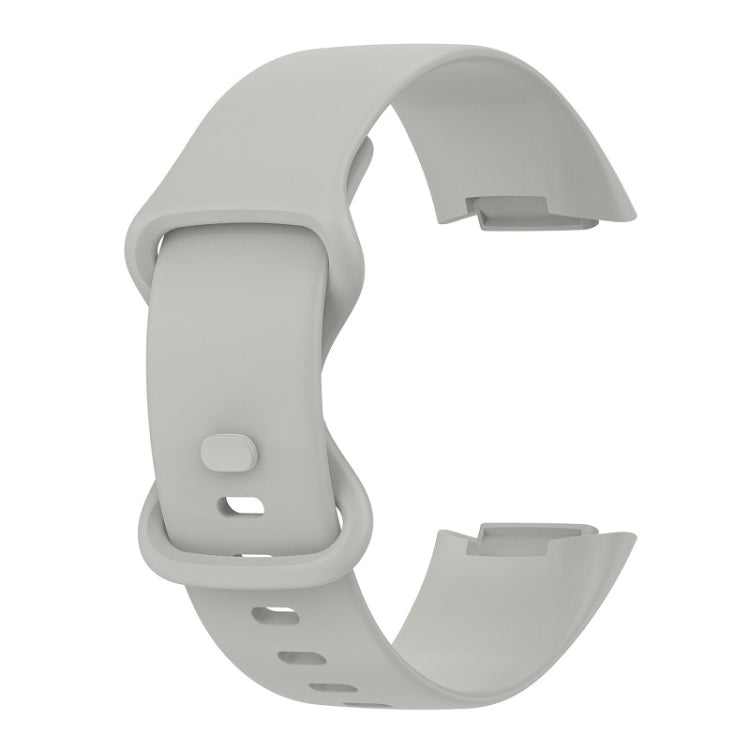 For Fitbit Charge 6 Solid Color Butterfly Buckle Silicone Watch Band, Size:S Size(Gray) - Watch Bands by PMC TechLife | Online Shopping South Africa | PMC TechLife | Buy Now Pay Later Mobicred