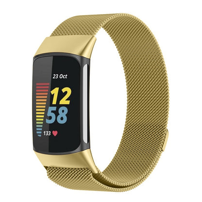 For Fitbit Charge 6 Milan Magnetic Metal Steel Mesh Watch Band(Gold) - Watch Bands by PMC Jewellery | Online Shopping South Africa | PMC Jewellery | Buy Now Pay Later Mobicred