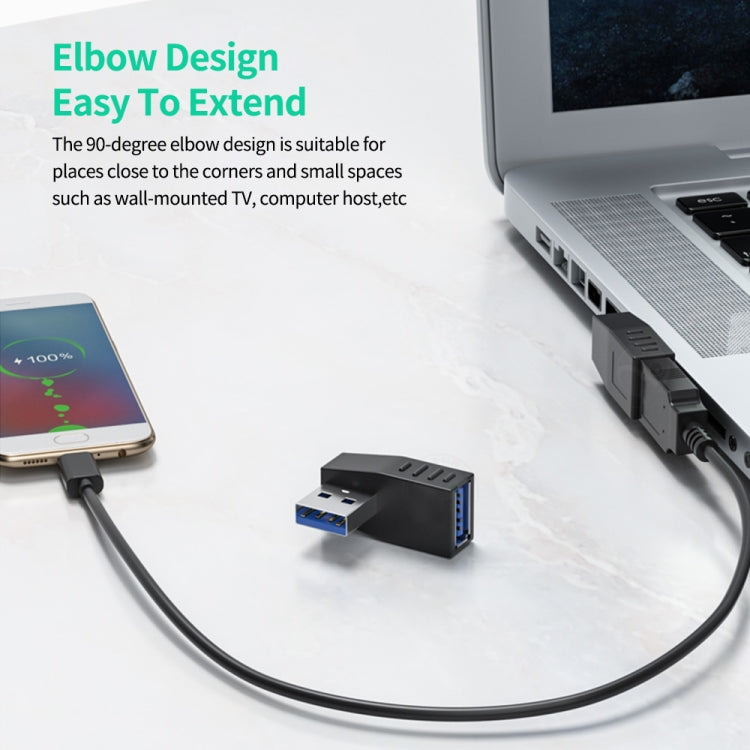 ENKAY USB 3.0 Adapter 90 Degree Angle Male to Female Combo Coupler Extender Connector, Angle:Horizontal Left + Right - USB 3.0 by ENKAY | Online Shopping South Africa | PMC Jewellery