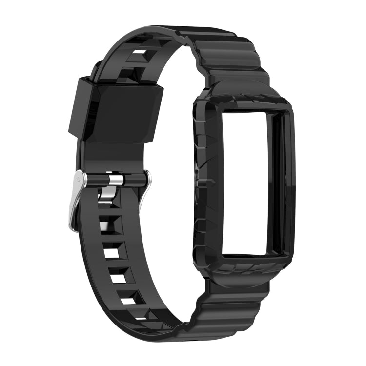 For Fitbit Charge 6 / 5 / 4 / 3 Armor Integrated TPU Watch Band(Black) - Watch Bands by PMC Jewellery | Online Shopping South Africa | PMC Jewellery | Buy Now Pay Later Mobicred