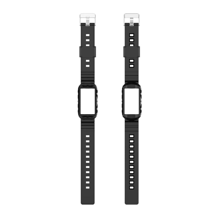 For Fitbit Charge 6 / 5 / 4 / 3 Armor Integrated TPU Watch Band(Black) - Watch Bands by PMC Jewellery | Online Shopping South Africa | PMC Jewellery | Buy Now Pay Later Mobicred