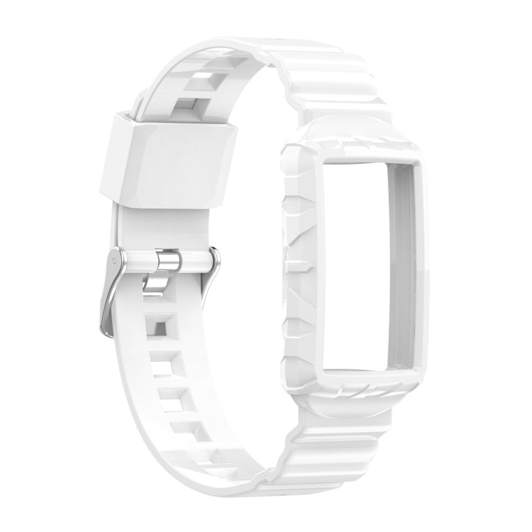 For Fitbit Charge 6 / 5 / 4 / 3 Armor Integrated TPU Watch Band(White) - Watch Bands by PMC Jewellery | Online Shopping South Africa | PMC Jewellery | Buy Now Pay Later Mobicred