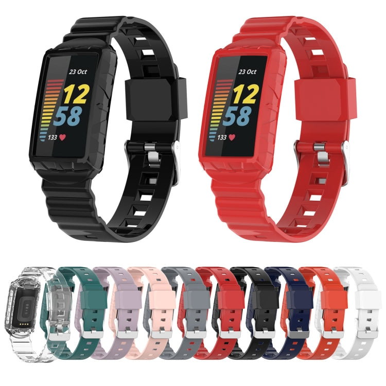 For Fitbit Charge 6 / 5 / 4 / 3 Armor Integrated TPU Watch Band(Black) - Watch Bands by PMC TechLife | Online Shopping South Africa | PMC TechLife | Buy Now Pay Later Mobicred