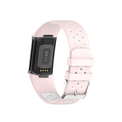 For Fitbit Charge 6 Dual Color Breathable Silicone Watch Band(Pink+White) - Watch Bands by PMC Jewellery | Online Shopping South Africa | PMC Jewellery | Buy Now Pay Later Mobicred