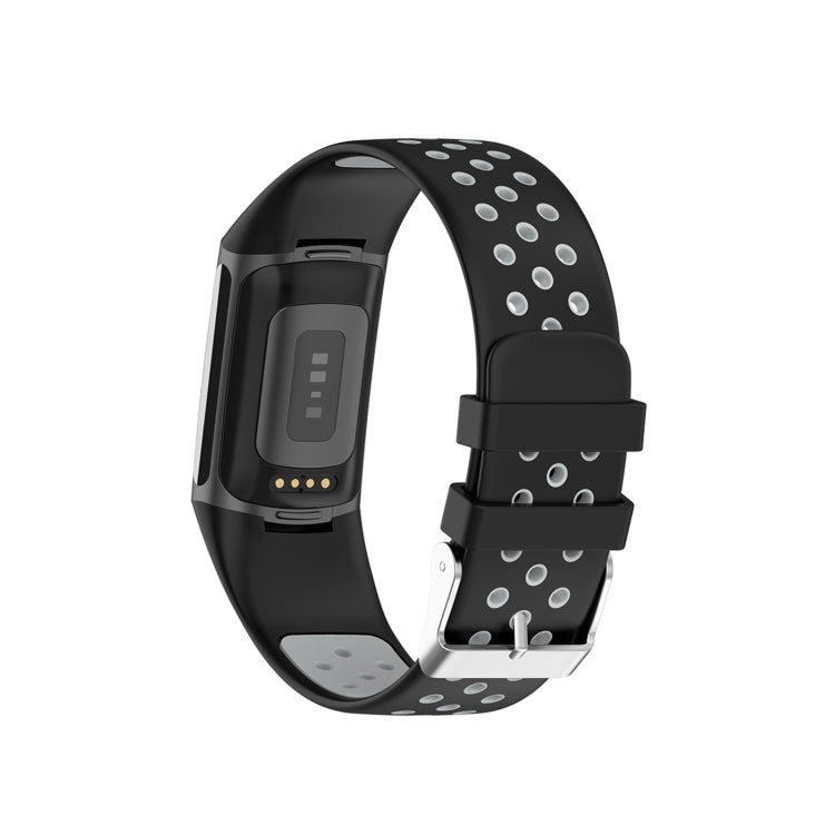 For Fitbit Charge 6 Dual Color Breathable Silicone Watch Band(Black+Gray) - Watch Bands by PMC Jewellery | Online Shopping South Africa | PMC Jewellery | Buy Now Pay Later Mobicred