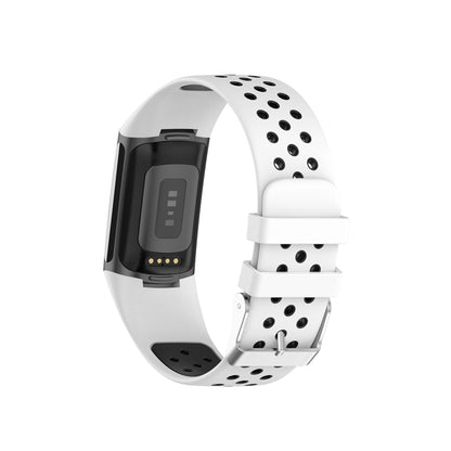 For Fitbit Charge 6 Dual Color Breathable Silicone Watch Band(White+Black) - Watch Bands by PMC Jewellery | Online Shopping South Africa | PMC Jewellery | Buy Now Pay Later Mobicred