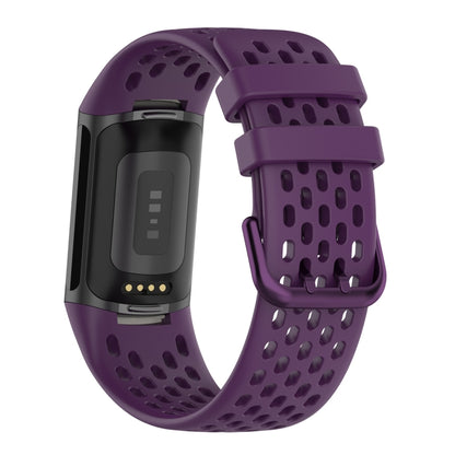 For Fitbit Charge 6 Solid Color Breathable Sports Silicone Watch Band(Dark Purple) - Watch Bands by PMC Jewellery | Online Shopping South Africa | PMC Jewellery | Buy Now Pay Later Mobicred