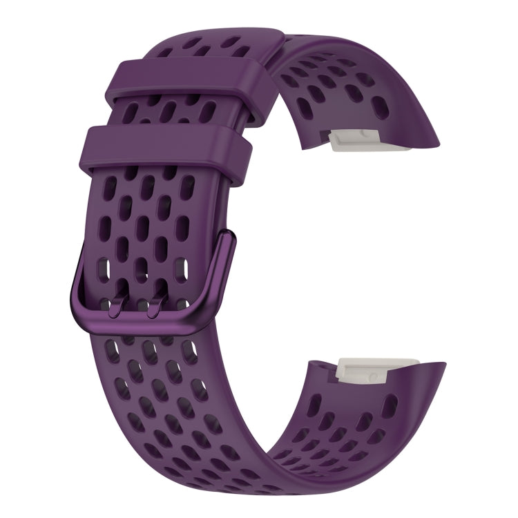 For Fitbit Charge 6 Solid Color Breathable Sports Silicone Watch Band(Dark Purple) - Watch Bands by PMC Jewellery | Online Shopping South Africa | PMC Jewellery | Buy Now Pay Later Mobicred