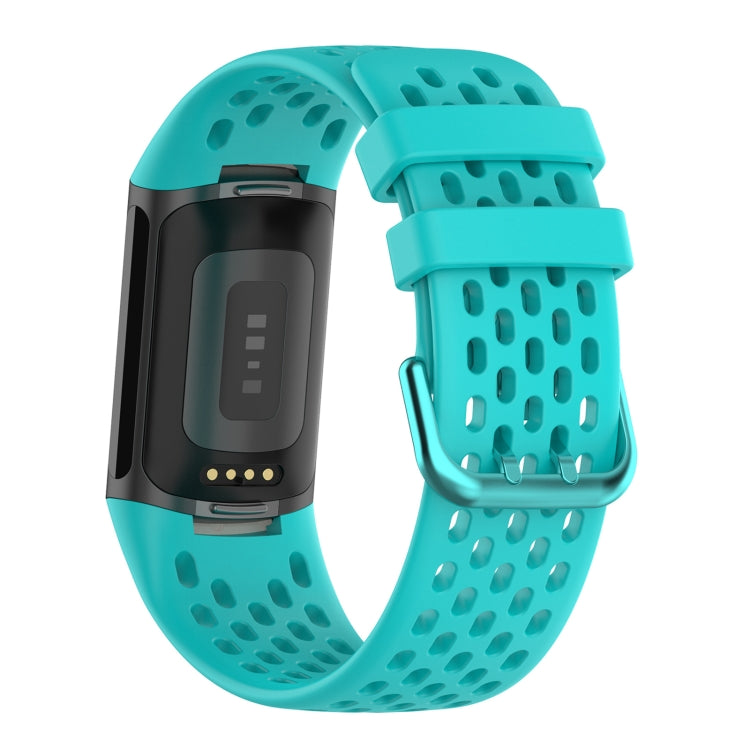 For Fitbit Charge 6 Solid Color Breathable Sports Silicone Watch Band(Teal Green) - Watch Bands by PMC Jewellery | Online Shopping South Africa | PMC Jewellery | Buy Now Pay Later Mobicred