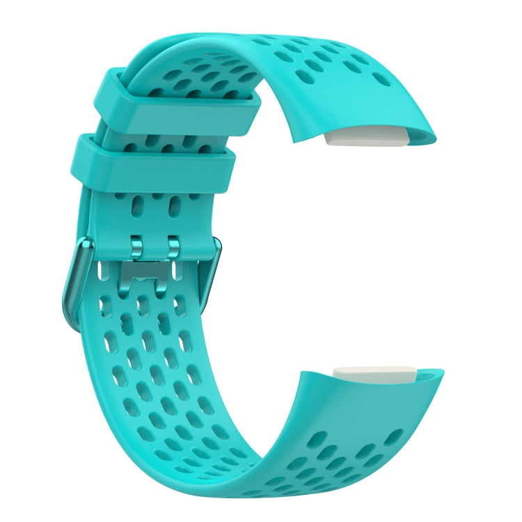 For Fitbit Charge 6 Solid Color Breathable Sports Silicone Watch Band(Teal Green) - Watch Bands by PMC Jewellery | Online Shopping South Africa | PMC Jewellery | Buy Now Pay Later Mobicred