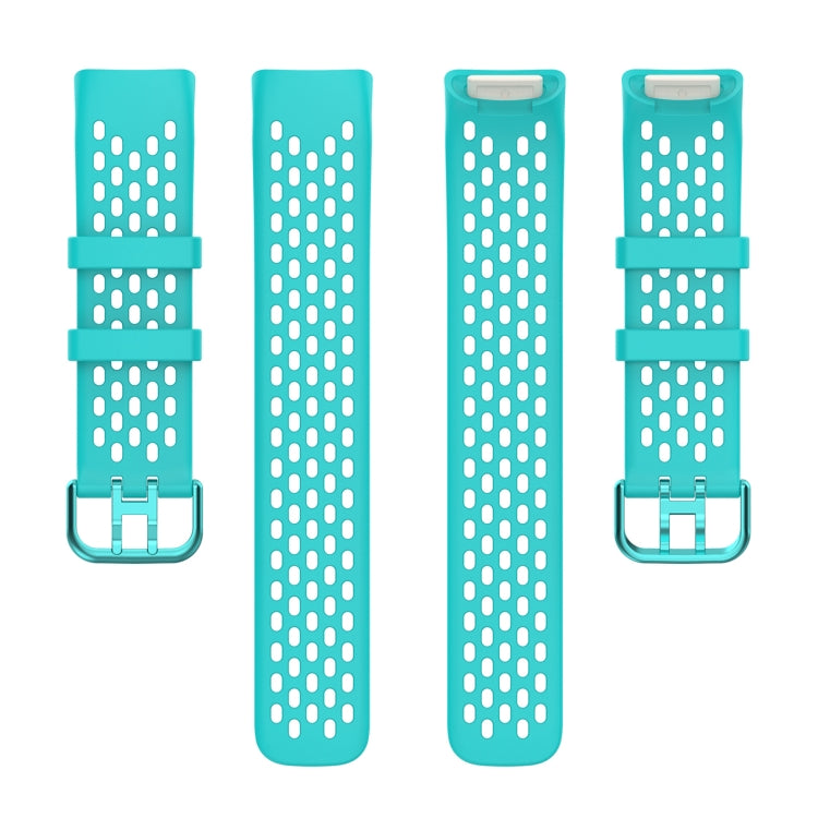 For Fitbit Charge 6 Solid Color Breathable Sports Silicone Watch Band(Teal Green) - Watch Bands by PMC Jewellery | Online Shopping South Africa | PMC Jewellery | Buy Now Pay Later Mobicred