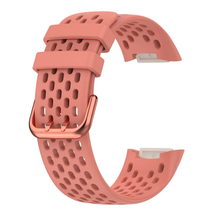 For Fitbit Charge 5 Solid Color Breathable Sports Silicone Watch Band(Pink) - Watch Bands by PMC Jewellery | Online Shopping South Africa | PMC Jewellery | Buy Now Pay Later Mobicred