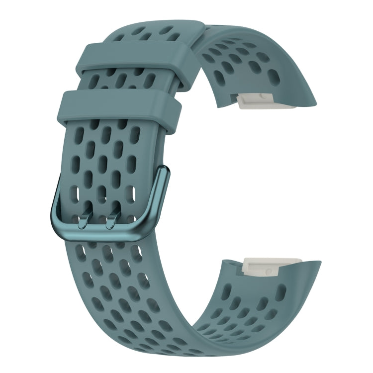 For Fitbit Charge 5 Solid Color Breathable Sports Silicone Watch Band(Blue) - Watch Bands by PMC TechLife | Online Shopping South Africa | PMC TechLife | Buy Now Pay Later Mobicred