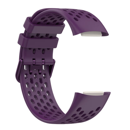 For Fitbit Charge 5 Solid Color Breathable Sports Silicone Watch Band(Dark Purple) - Watch Bands by PMC Jewellery | Online Shopping South Africa | PMC Jewellery | Buy Now Pay Later Mobicred