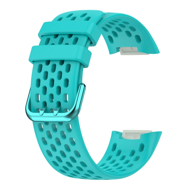 For Fitbit Charge 5 Solid Color Breathable Sports Silicone Watch Band(Teal Green) - Watch Bands by PMC TechLife | Online Shopping South Africa | PMC TechLife | Buy Now Pay Later Mobicred