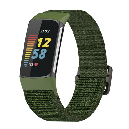 For Fitbit Charge 6 Elastic Nylon Braid Watch Band(Army Green) - Watch Bands by PMC Jewellery | Online Shopping South Africa | PMC Jewellery | Buy Now Pay Later Mobicred