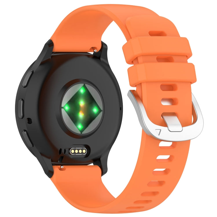 For Garmin Vivoactive 4S Liquid Glossy Silver Buckle Silicone Watch Band(Orange) - free shipping - PMC TechLife - Order now!