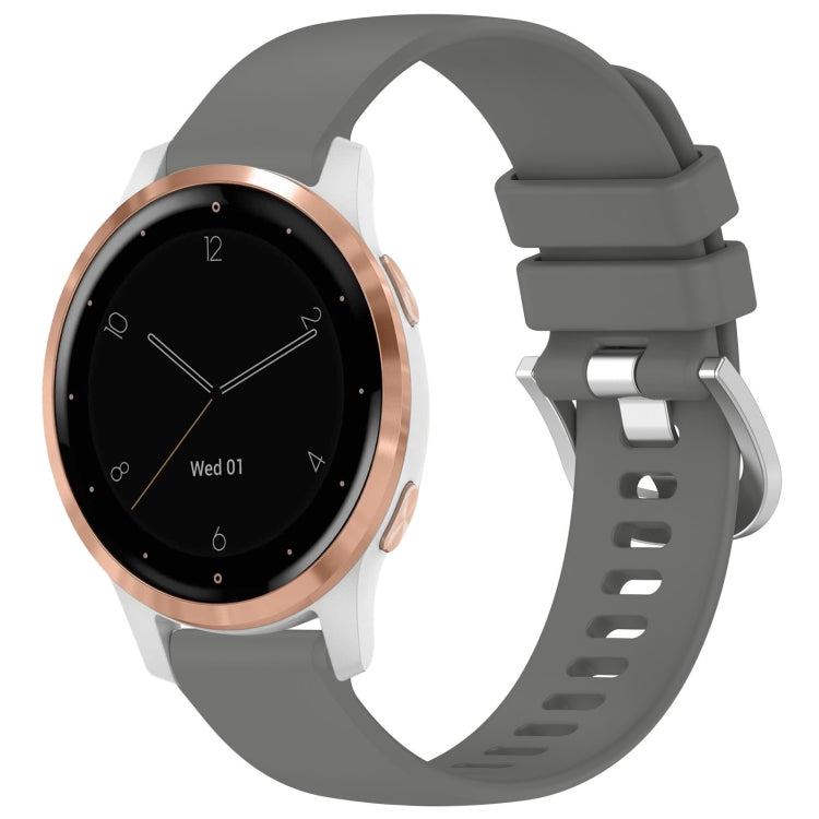 For Garmin Vivoactive 4S Liquid Glossy Silver Buckle Silicone Watch Band(Gray) - free shipping - PMC TechLife - Order now!