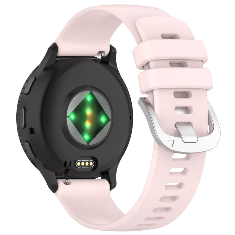 For Garmin Vivoactive 4S Liquid Glossy Silver Buckle Silicone Watch Band(Pink) - free shipping - PMC TechLife - Order now!