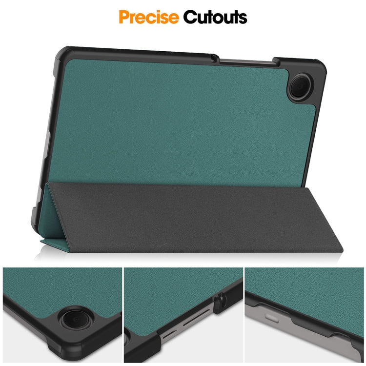 For Samsung Galaxy Tab A9 8.7 ENKAY Tri-fold Custer Texture Leather Smart Tablet Case(Dark Green) - free shipping - PMc TechLife - Order now!