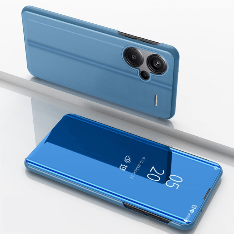 For Xiaomi Redmi Note 13 Pro+ Plated Mirror Horizontal Flip Leather Phone Case with Holder(Blue) - Note 13 Pro+ Cases by PMC Jewellery | Online Shopping South Africa | PMC Jewellery