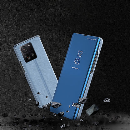 For Xiaomi Redmi Note 13 Pro+ Plated Mirror Horizontal Flip Leather Phone Case with Holder(Blue) - Note 13 Pro+ Cases by PMC Jewellery | Online Shopping South Africa | PMC Jewellery