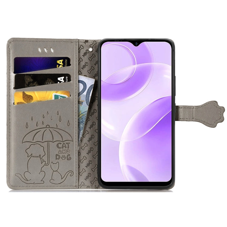 For Ulefone Note 15 Cat and Dog Embossed Leather Phone Case(Grey) - Ulefone Cases by PMC Jewellery | Online Shopping South Africa | PMC Jewellery | Buy Now Pay Later Mobicred
