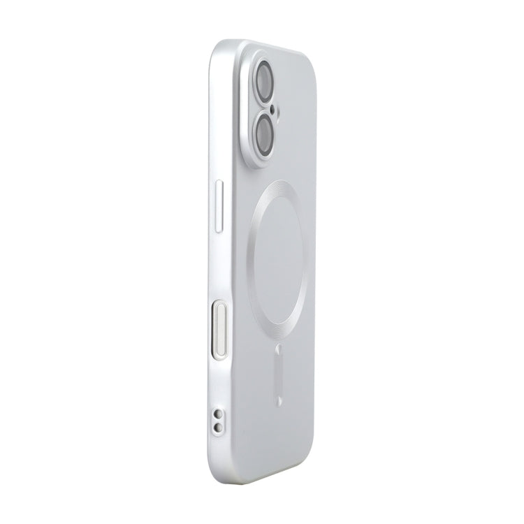 For iPhone 16 ENKAY MagSafe Matte TPU Phone Case with Lens Film(Silver) - iPhone 16 Cases by ENKAY | Online Shopping South Africa | PMC TechLife | Buy Now Pay Later Mobicred