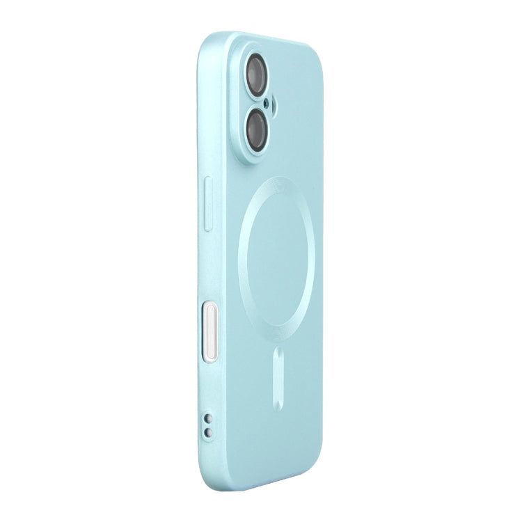 For iPhone 16 ENKAY MagSafe Matte TPU Phone Case with Lens Film(Blue) - iPhone 16 Cases by ENKAY | Online Shopping South Africa | PMC Jewellery | Buy Now Pay Later Mobicred