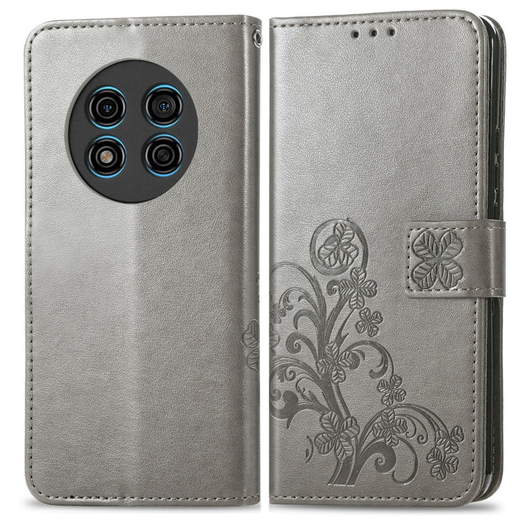 For Ulefone Note 15 Four-leaf Clasp Embossed Buckle Leather Phone Case(Grey) - Ulefone Cases by PMC Jewellery | Online Shopping South Africa | PMC Jewellery | Buy Now Pay Later Mobicred
