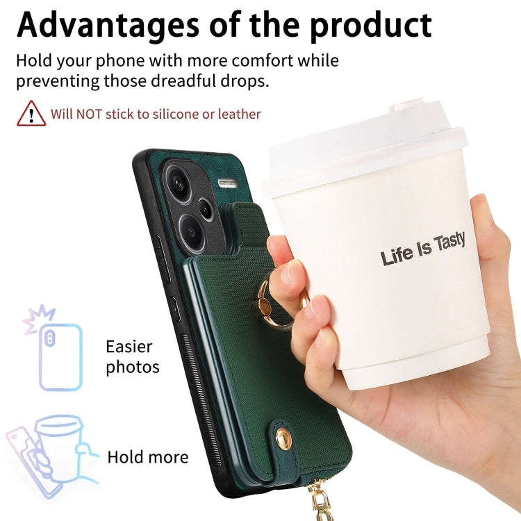 Xiaomi Redmi Note 13 Pro+ Cross Leather Ring Vertical Zipper Wallet Back Phone Case(Green) - Note 13 Pro+ Cases by PMC TechLife | Online Shopping South Africa | PMC TechLife