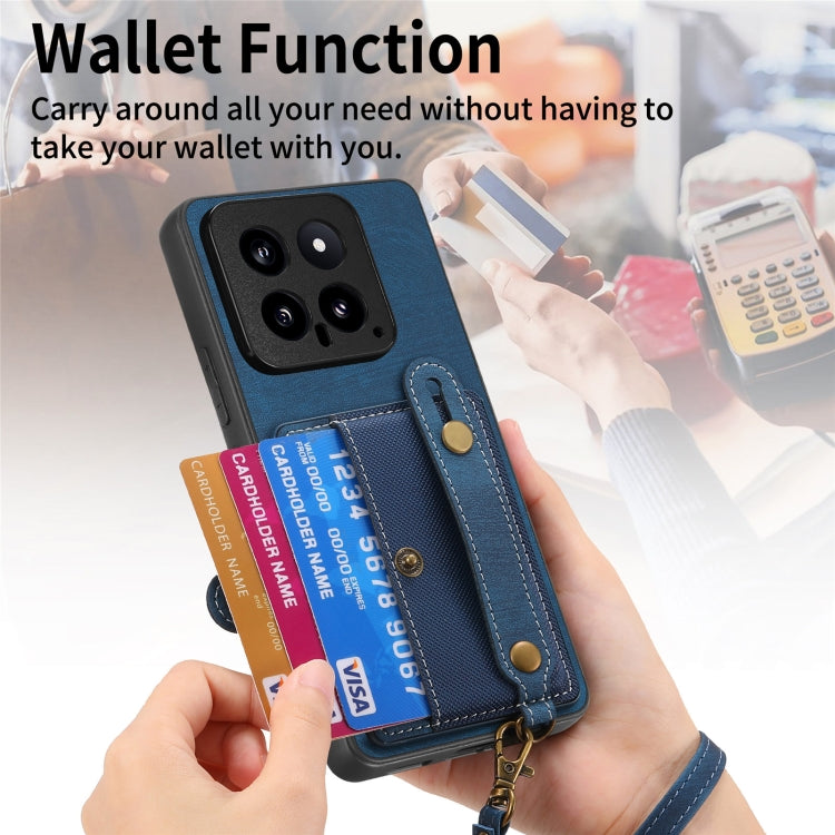 For Xiaomi 14 Retro Cross Wristband Wallet Leather Back Phone Case(Brown) - 14 Cases by PMC TechLife | Online Shopping South Africa | PMC TechLife | Buy Now Pay Later Mobicred