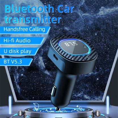 C42 Type-C + USB Car Charger Adapter Bluetooth Hands-free Call MP3 Music Player FM Transmitter - Bluetooth Car Kits by PMC Jewellery | Online Shopping South Africa | PMC Jewellery | Buy Now Pay Later Mobicred