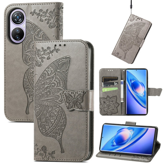 For Blackview A200 Pro Butterfly Love Flower Embossed Leather Phone Case(Gray) - More Brand by PMC Jewellery | Online Shopping South Africa | PMC Jewellery