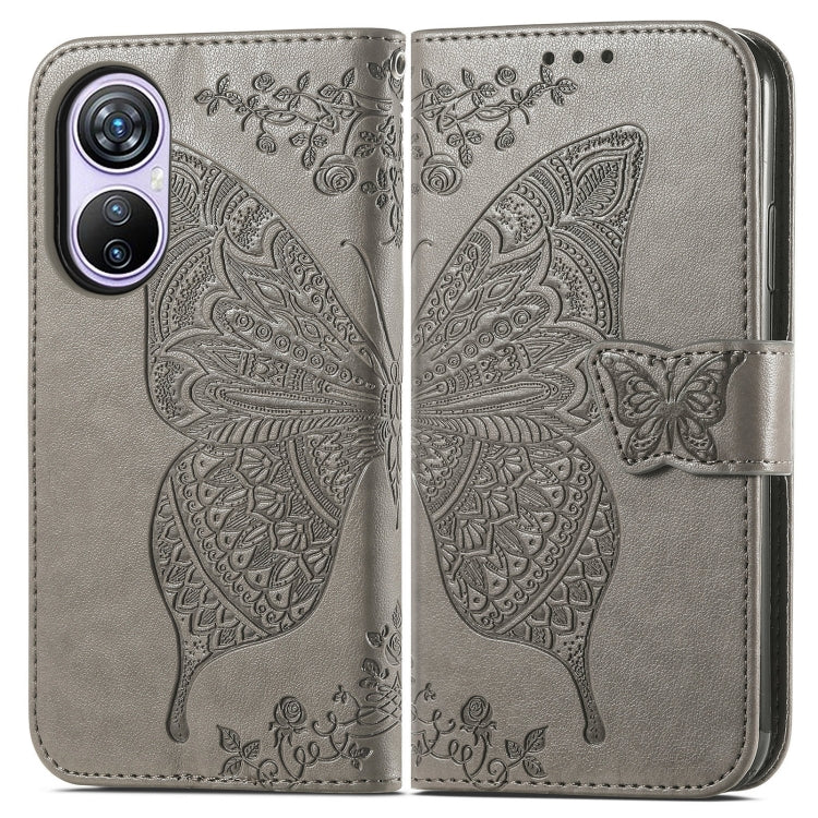 For Blackview A200 Pro Butterfly Love Flower Embossed Leather Phone Case(Gray) - More Brand by PMC Jewellery | Online Shopping South Africa | PMC Jewellery