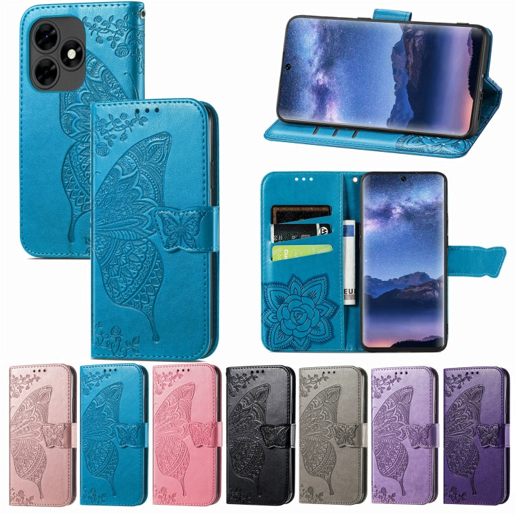 For Blackview A200 Pro Butterfly Love Flower Embossed Leather Phone Case(Blue) - More Brand by PMC Jewellery | Online Shopping South Africa | PMC Jewellery