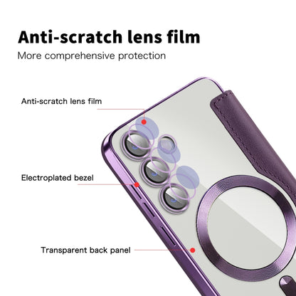 For Samsung Galaxy S25+ 5G Shield MagSafe RFID Anti-theft Leather Phone Case(Purple) - Galaxy S25+ 5G Cases by PMC Jewellery | Online Shopping South Africa | PMC Jewellery | Buy Now Pay Later Mobicred