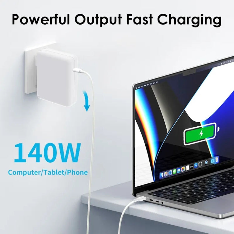 PD3.1 140W USB-C PD Laptop Power Adapter + 2m 5A USB-C to USB-C Data Cable US Plug - Cable & Adapter by PMC Jewellery | Online Shopping South Africa | PMC Jewellery | Buy Now Pay Later Mobicred