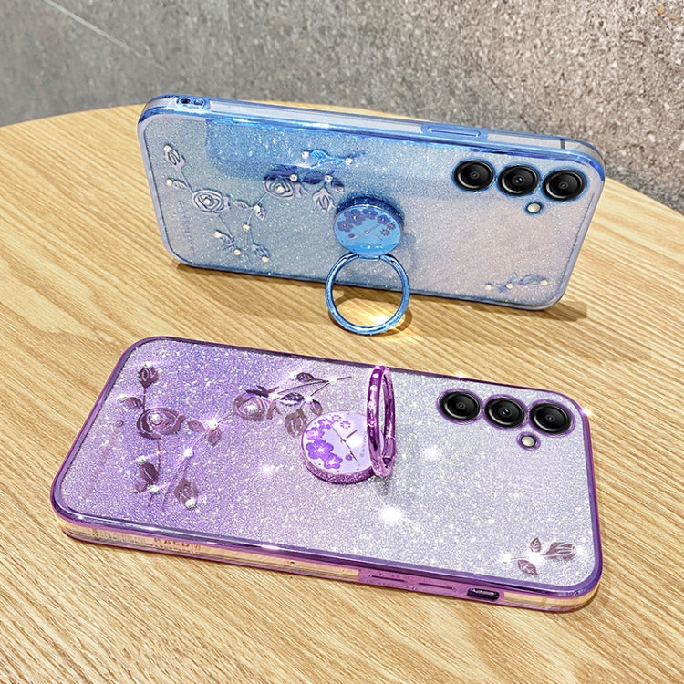 For Samsung Galaxy S25 5G Gradient Glitter Immortal Flower Ring All-inclusive Phone Case(Purple) - Galaxy S25 5G Cases by PMC Jewellery | Online Shopping South Africa | PMC Jewellery | Buy Now Pay Later Mobicred