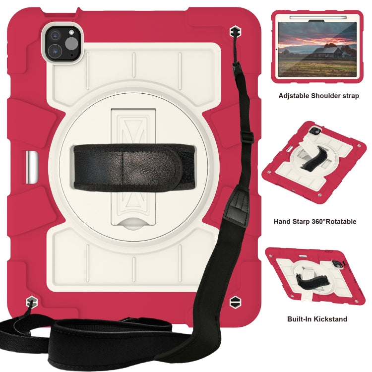 For iPad Air 11 2025 / 2024 Silicone Hybrid PC Shockproof Tablet Case with Shoulder Strap(Feifan Magenta) - iPad Air 11 2025 / 2024 Cases by PMC TechLife | Online Shopping South Africa | PMC TechLife | Buy Now Pay Later Mobicred