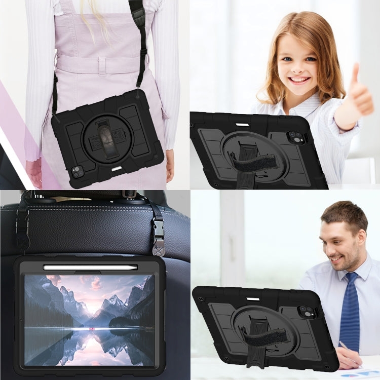 For iPad Air 11 2025 / 2024 Silicone Hybrid PC Shockproof Tablet Case with Shoulder Strap(Black) - iPad Air 11 2025 / 2024 Cases by PMC TechLife | Online Shopping South Africa | PMC TechLife | Buy Now Pay Later Mobicred