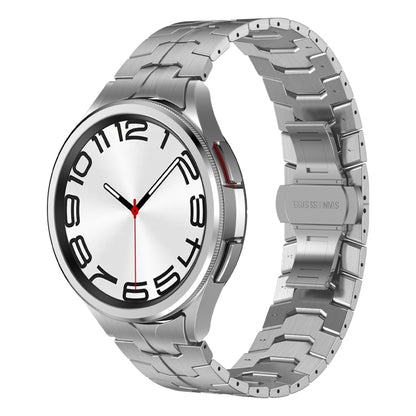 For Samsung Galaxy Watch6 Classic 43 / 47mm Lron Man Curved Connection Stainless Steel Watch Band(Silver) - Watch Bands by PMC Jewellery | Online Shopping South Africa | PMC Jewellery