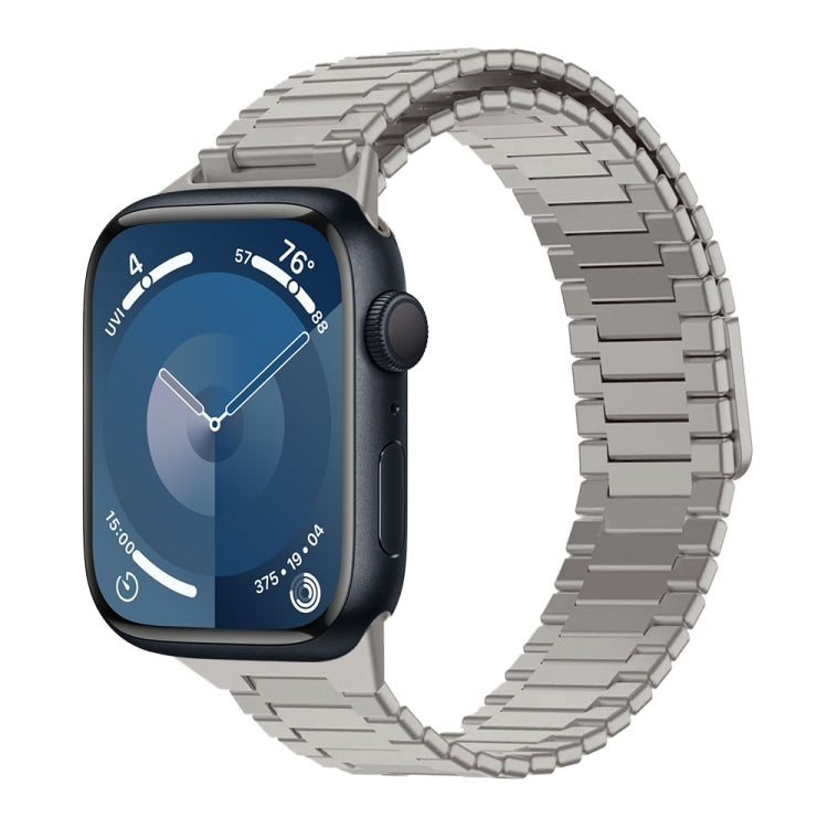 For Apple Watch Series 9 41mm Bamboo Magnetic Stainless Steel Metal Watch Strap(Titanium Color) - Watch Bands by PMC Jewellery | Online Shopping South Africa | PMC Jewellery