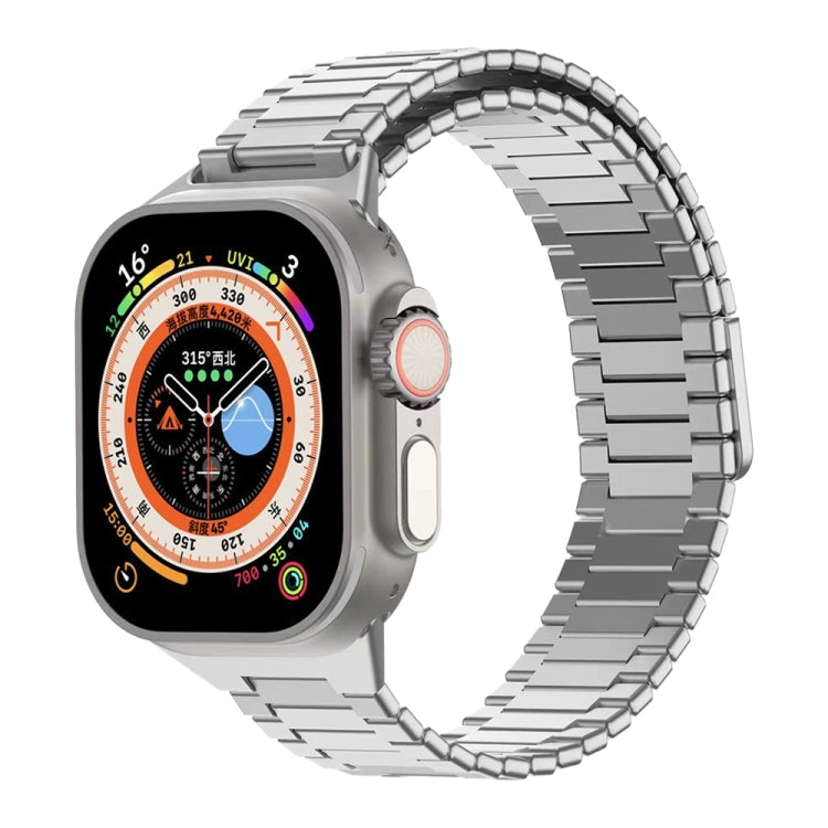 For Apple Watch Ultra 49mm  Bamboo Magnetic Stainless Steel Metal Watch Strap(Silver) - Watch Bands by PMC Jewellery | Online Shopping South Africa | PMC Jewellery