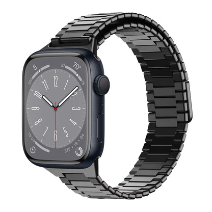 For Apple Watch Series 8 45mm Bamboo Magnetic Stainless Steel Metal Watch Strap(Black) - Watch Bands by PMC Jewellery | Online Shopping South Africa | PMC Jewellery