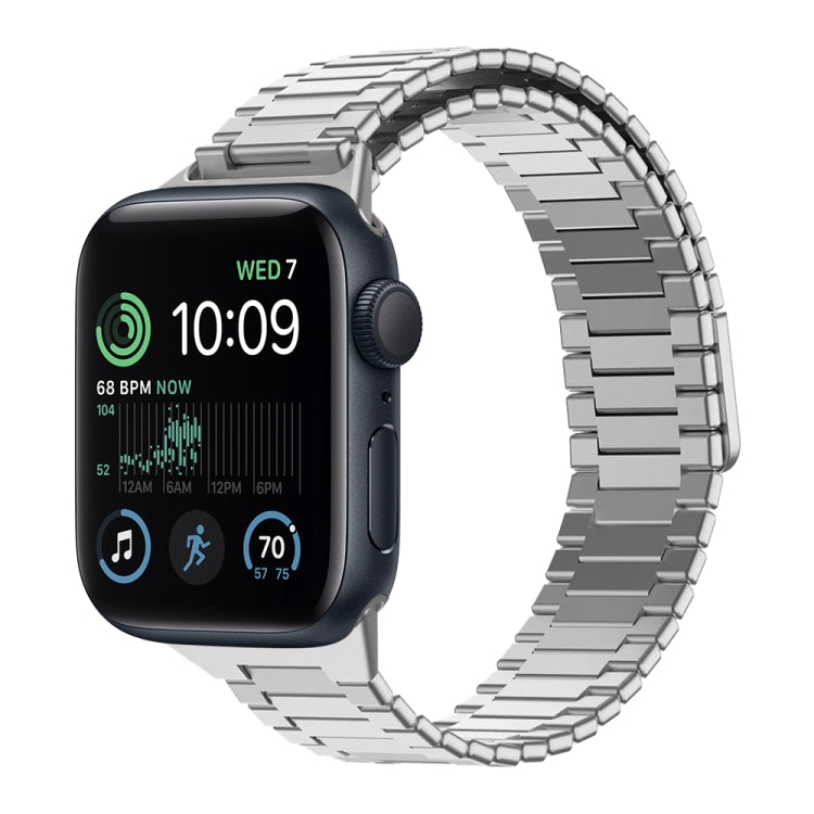 For Apple Watch SE 2022 44mm Bamboo Magnetic Stainless Steel Metal Watch Strap(Silver) - Watch Bands by PMC Jewellery | Online Shopping South Africa | PMC Jewellery