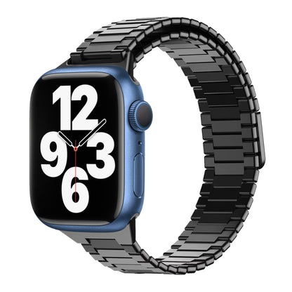 For Apple Watch Series 7 41mm Bamboo Magnetic Stainless Steel Metal Watch Strap(Black) - Watch Bands by PMC Jewellery | Online Shopping South Africa | PMC Jewellery